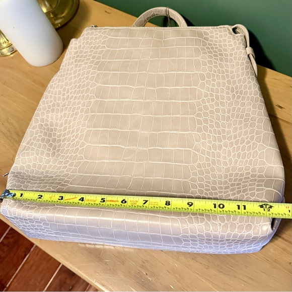 NWT A New Day Croc-Embossed Backpack Gray Faux Leather Minimalist Chic - Picture 12 of 12